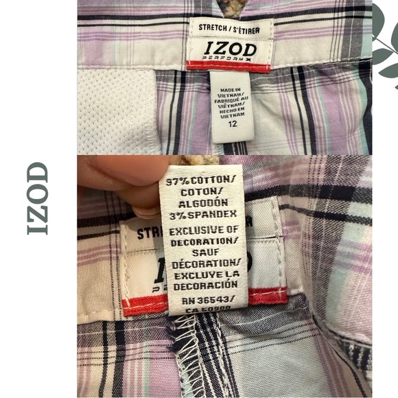 🛍️3/$40 IZOD Women’s Plaid Golf Athletic Shorts 11” Inseam size 12 - Picture 7 of 7